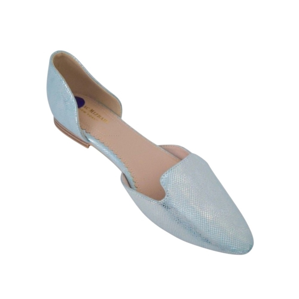 Isaac Mizrahi Metallic Pastel Blue Snakeskin D'Orsay Flats- Size 8.5
